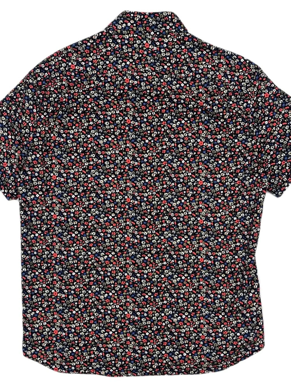 J. Crew Flex Washes Men’s L Navy Micro Floral Short Sleeve Button-Down